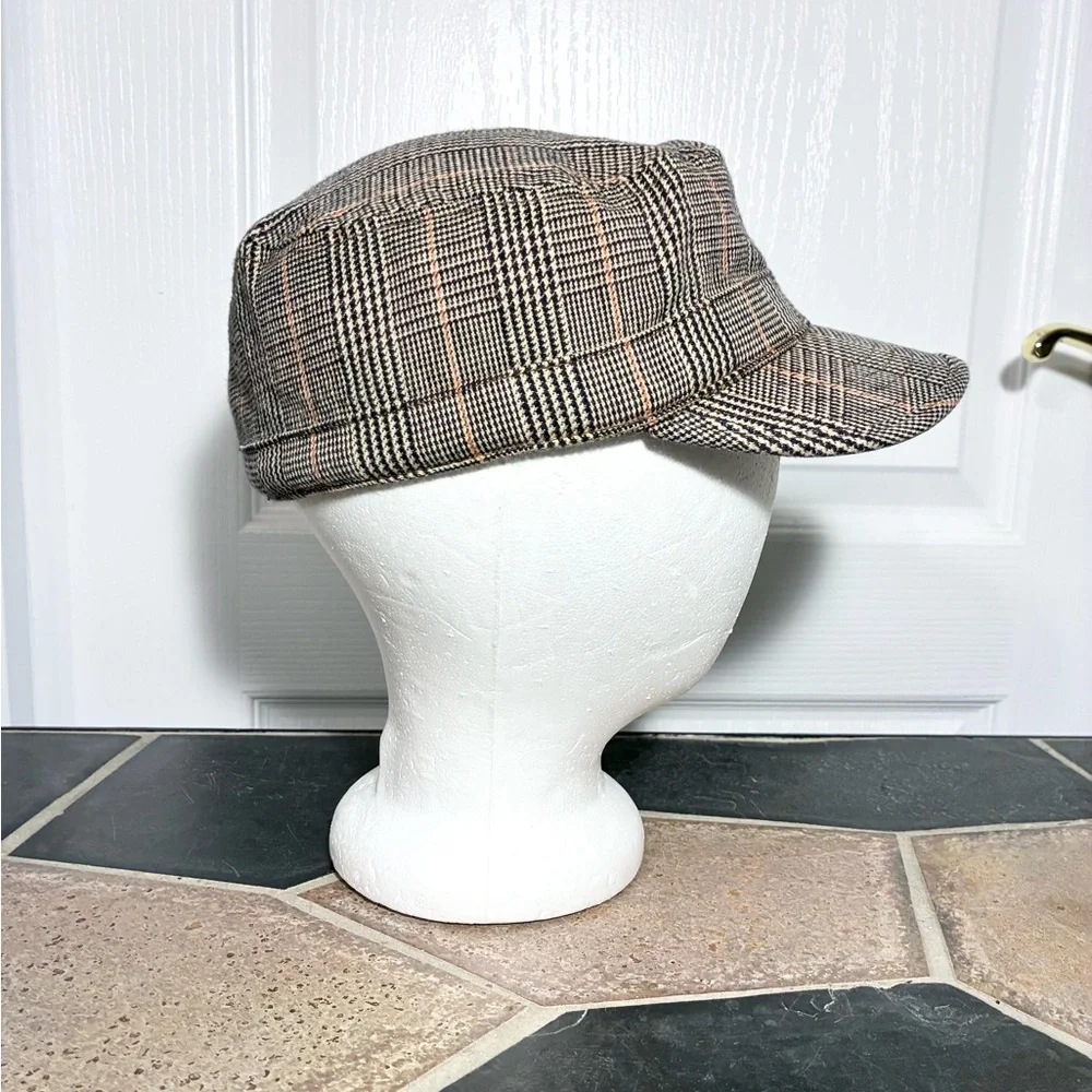 Y2K Ezekiel Glen Plaid Cadet Cap Vintage Brown Tan Women’s M/L